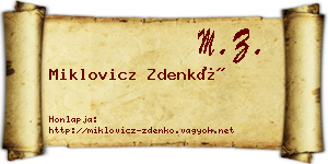 Miklovicz Zdenkó névjegykártya